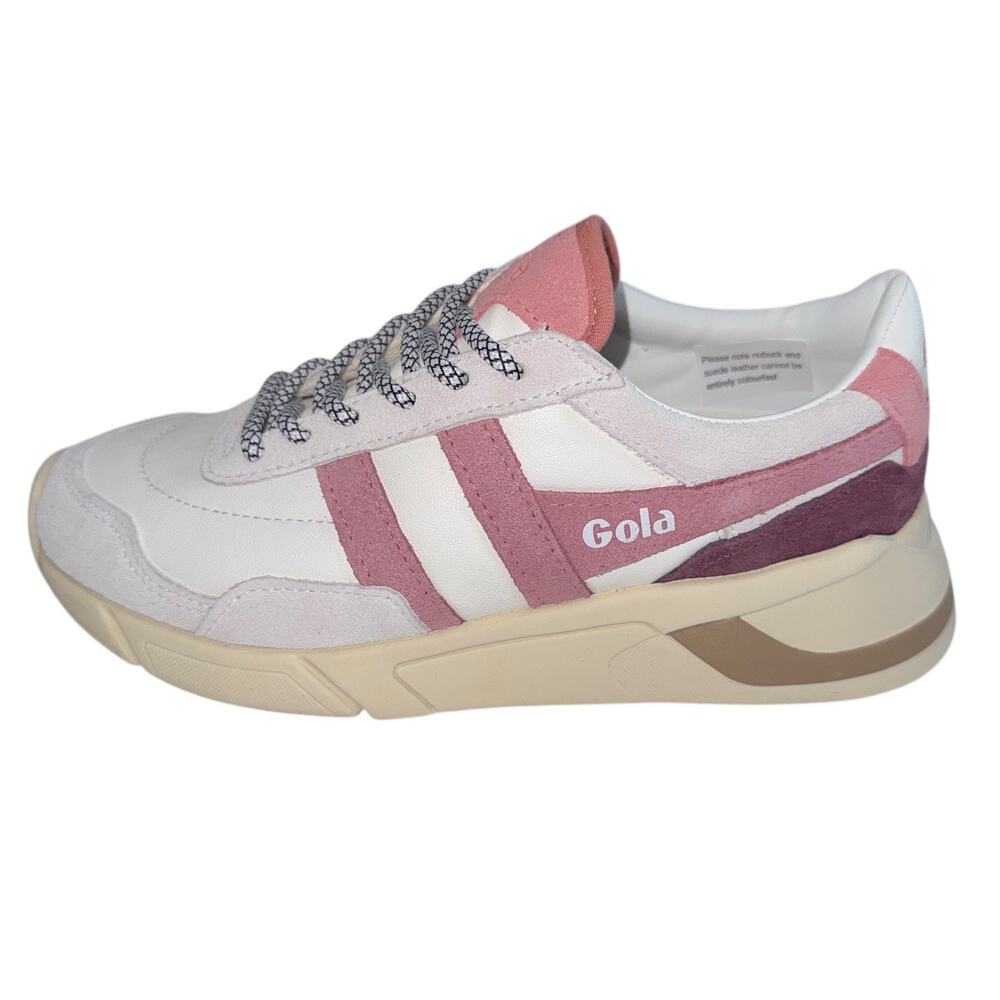 Gola Eclipse Pure Women White dusty rose Pink Lace Up Sneakers Shoes SZ/5 - Picture 10 of 14